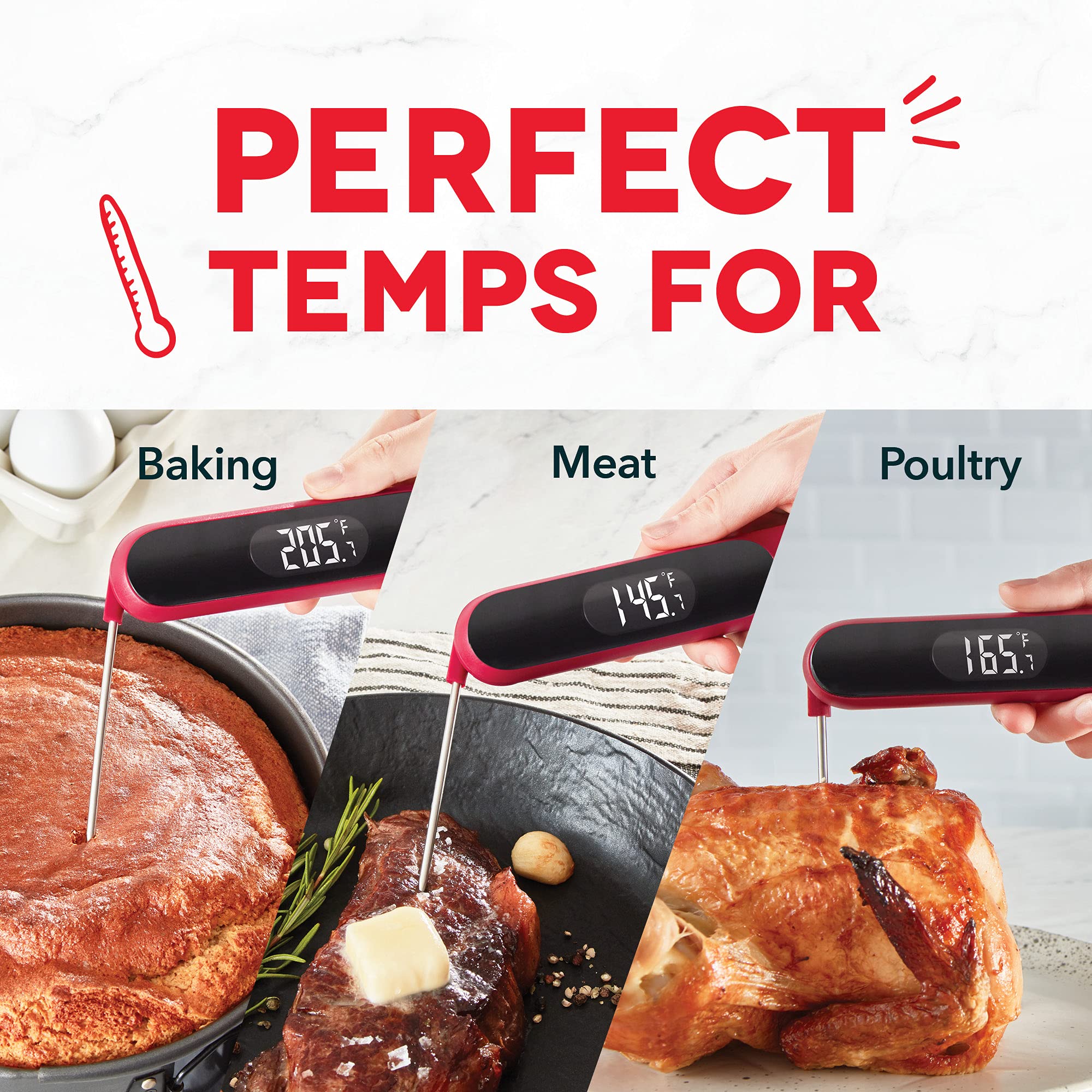 Dash Precision Quick-Read Meat Thermometer - Waterproof Kitchen And Outdoor Food Cooking Thermometer With Digital Lcd Display -